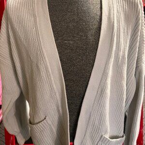 Hollister Women Small Cream Sweater Open Front‎ Cottage Pocket Cardigan  (GS2)